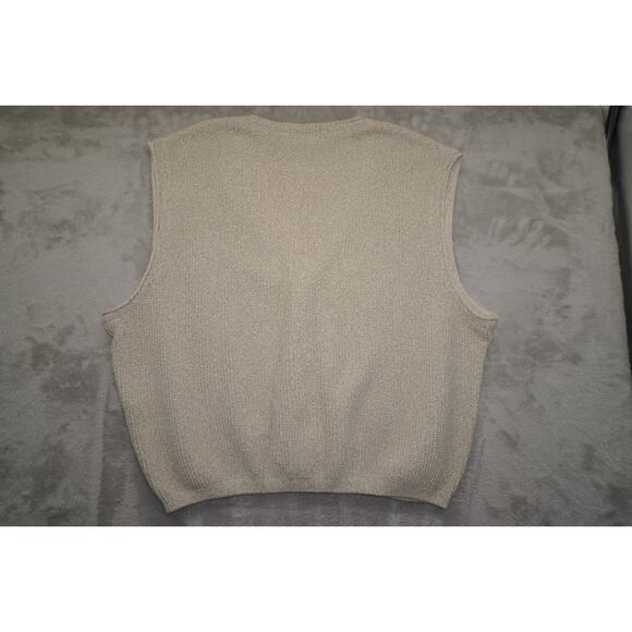 Eddie Bauer Made in USA Knit Button Vest Men’s XL Beige 100% Cotton Vintage - Picture 7 of 10